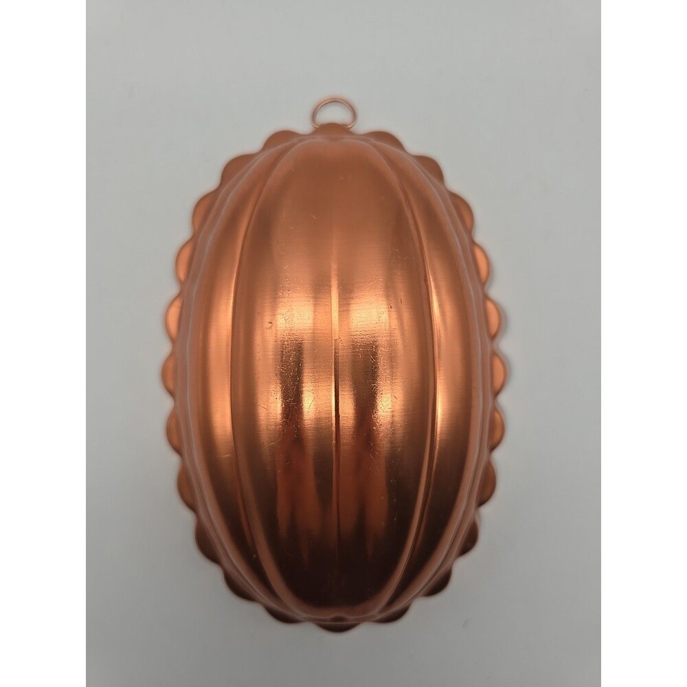 Vintage OVAL COPPER JELLO MOLD 7” Wall Hanging FLUTED 2 1/2 CUPS FARMHOUSE DECOR